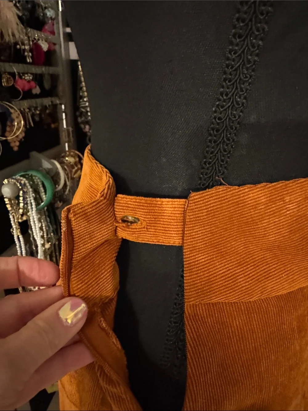 Chelsea & Theodore Corduroy A-Line Skirt in Rust